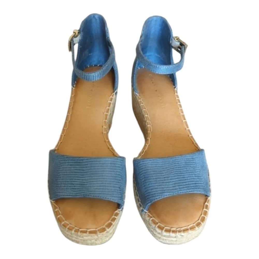 Kelly & Katie Wedgewood Blue Espadrille Wedge Sandals Size 8M